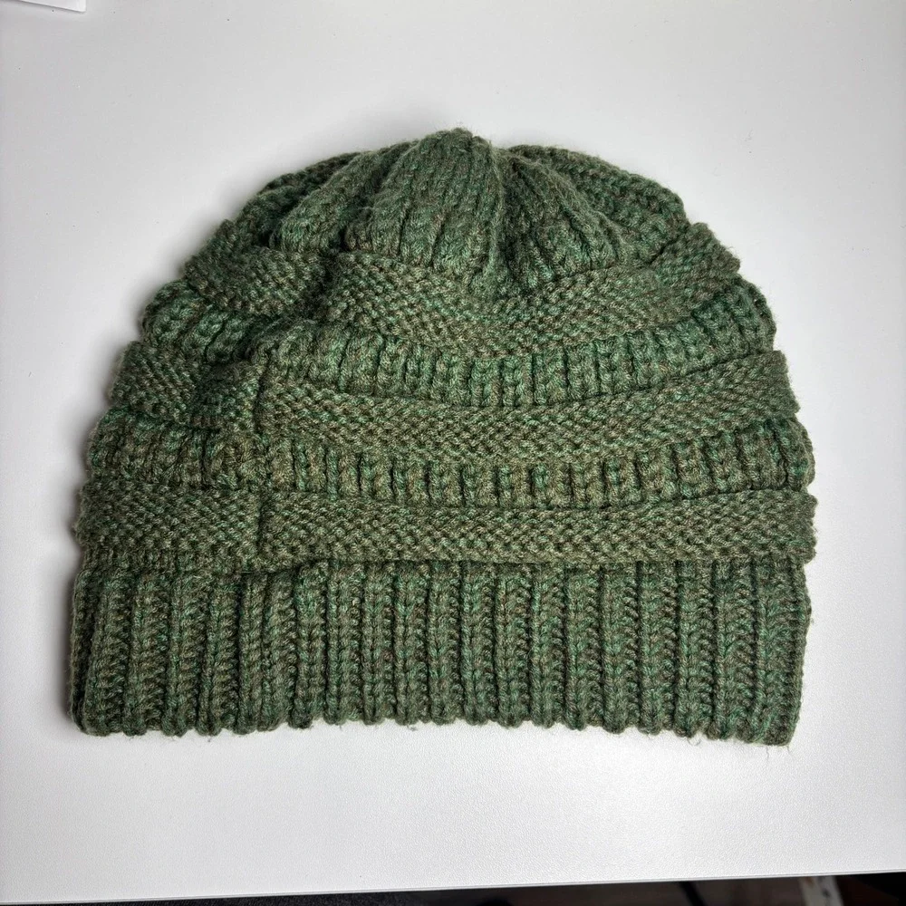 C.C Womens Acrylic Knit Beanie Hat Gorpcore One Size Olive Green